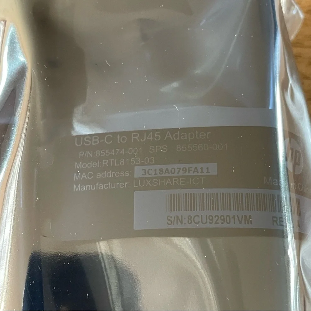 hp assy adapter usb-c to rj45 adapter